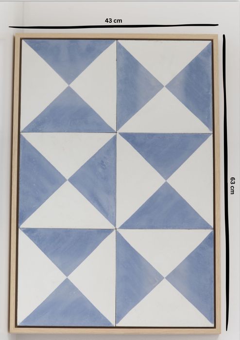 Quadro de azulejos/mosaicos hidráulicos com moldura de carvalho