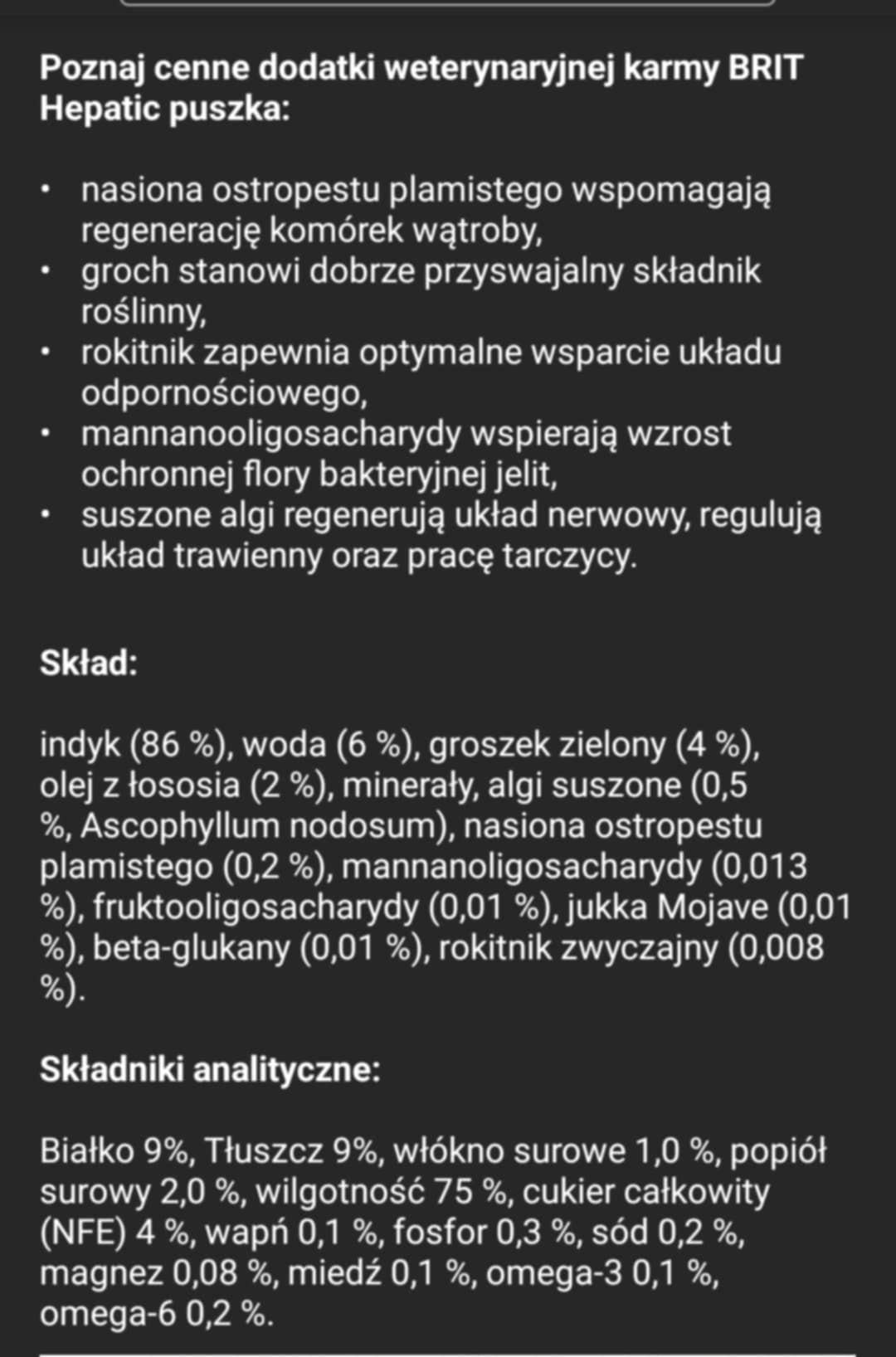 Brit Hepatic, karma mokra dla psa 400g x6