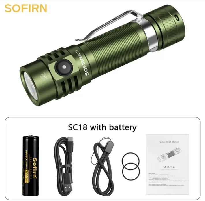 Sofirn SC18 1800 лм EDC фонарик SST40 плюс аккумулятор