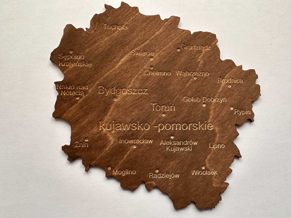 Drewniana nowa mapa Polski Palisander, województwa 75 cm