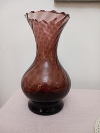 Szklany wazon prl fioletowy bakłażanowy
