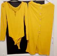 Conjunto Amarelo Body e Saia