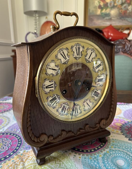 Stary zegar Belcanto kominkowy stojący drewniany 336