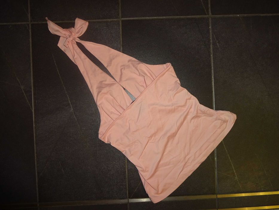 MORGAN DE TOI jasno różowa pastelowa bluzka wiązana na szyji top