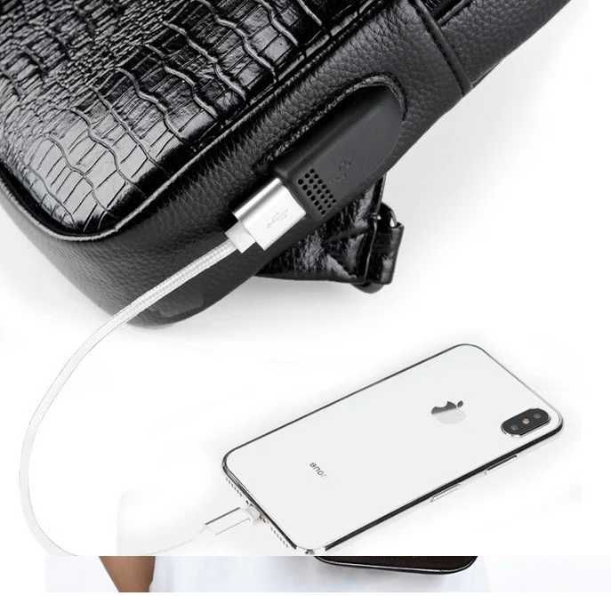 Чоловіча черная коричневая сумка бананка барсетка ранец з крокодилом