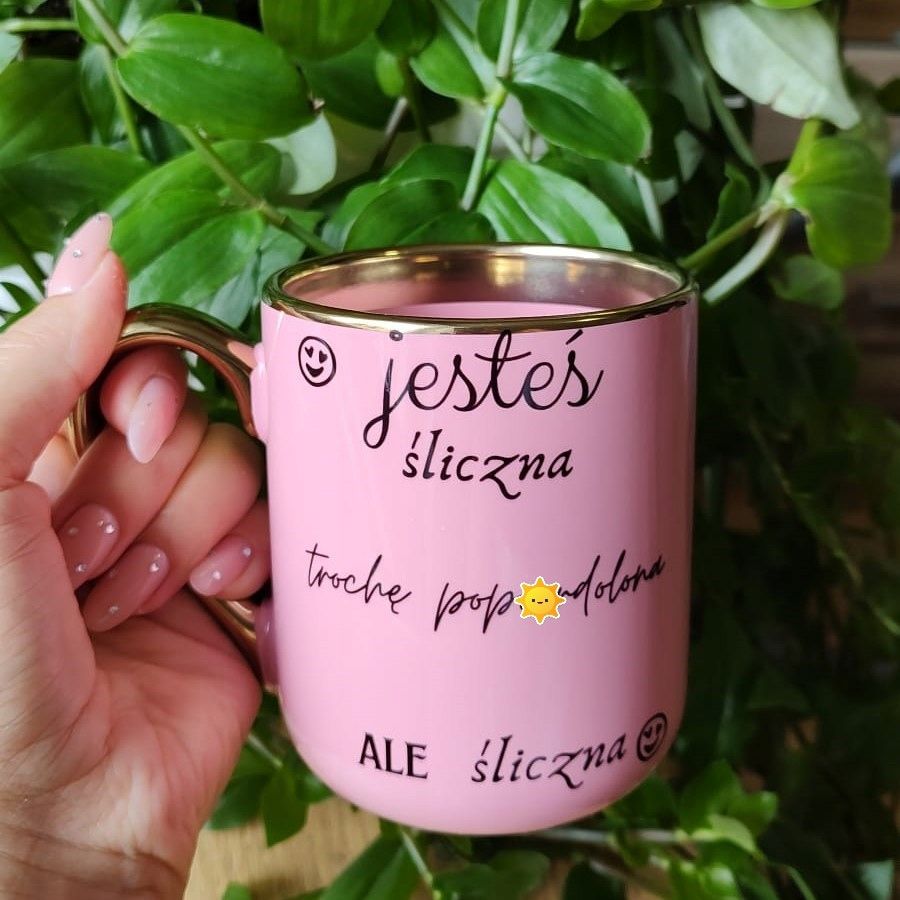 Nasamipl Kubek Elegant różowy Jesteś śliczna trochę 330ml