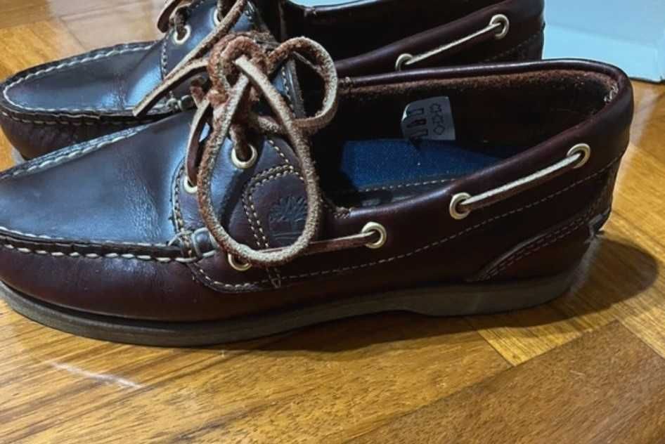 Sapatos de vela em pele castanho escuro Timberland