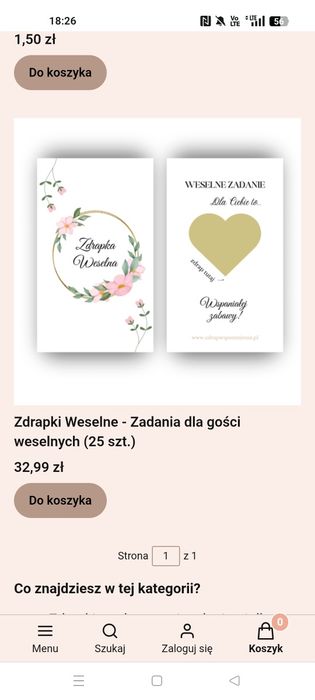Zdrapka weselna nowa