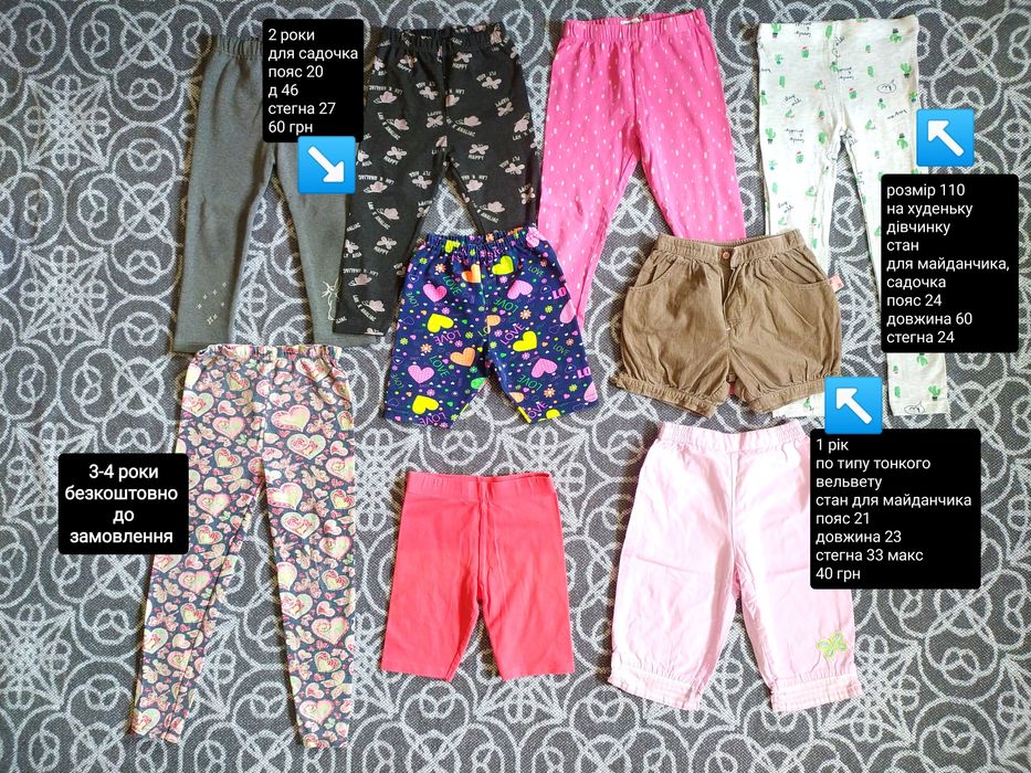 Шорти, лосини, 1-3 роки шортики, лосинки, штани, штанці