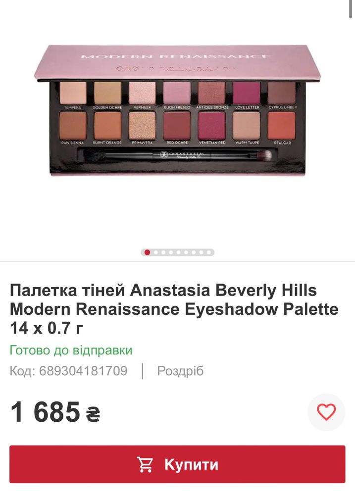 Палетка тіней Anastasia Beverly Hills Modern 14 х 0.7 г