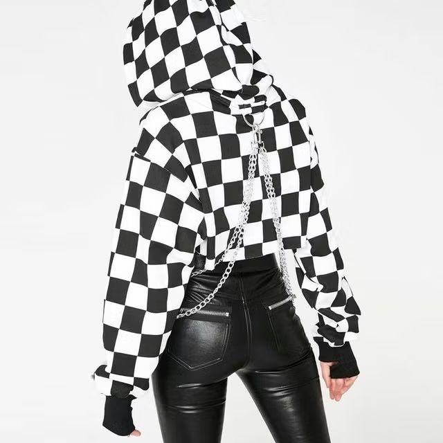 Stylowa Krótka Bluza z Łańcuszkami Punk HIP HOP Goth - XL