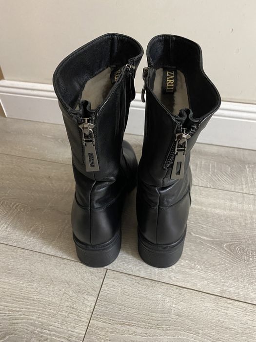 Шкіряні чобітки/ботінки на овчині, зимові