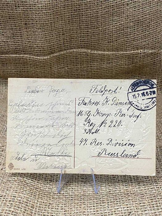 B225 pocztówka original wojsko Pruskie feldpost 1916 rusland  ww1 LUX