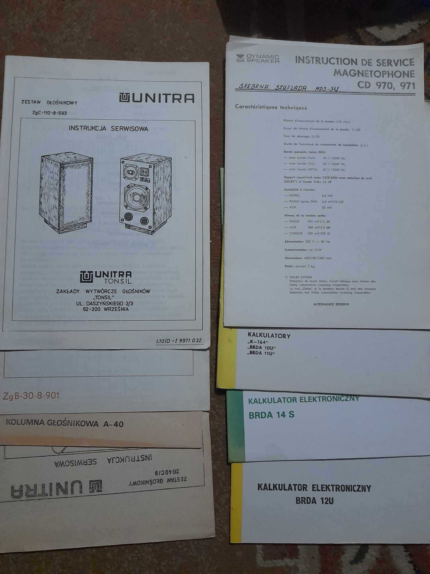 Instrukcje serwisowe radia Unitra