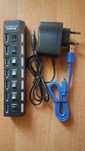 7x USB 3.0 hub aktywny z ładowarką i wyłącznikami 7 portów