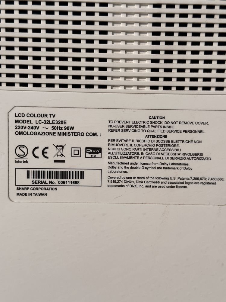 Telewizor SHARP LC32LE320E uszkodzony
