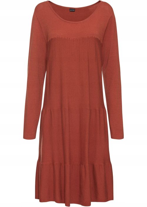 B.P.C ruda dzianinowa sukienka z falban 40/42.