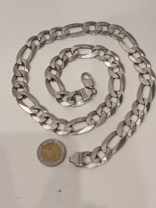 Srebrny męski łańcuch 120 gram figaro