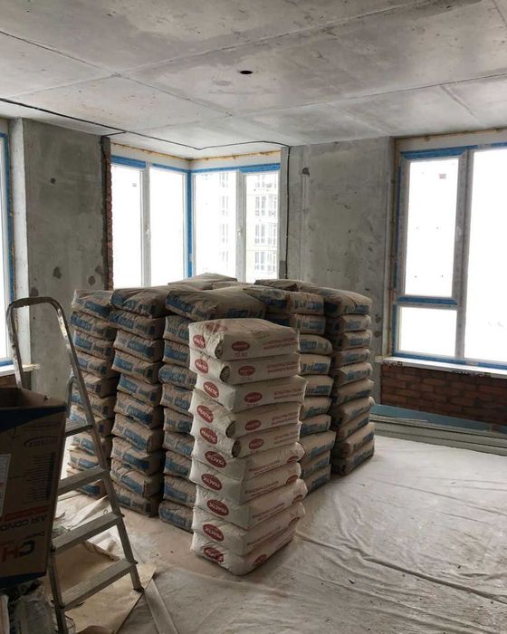 Стяжка підлоги. Машинна штукатурка стін. Гіпсова, известково цементна