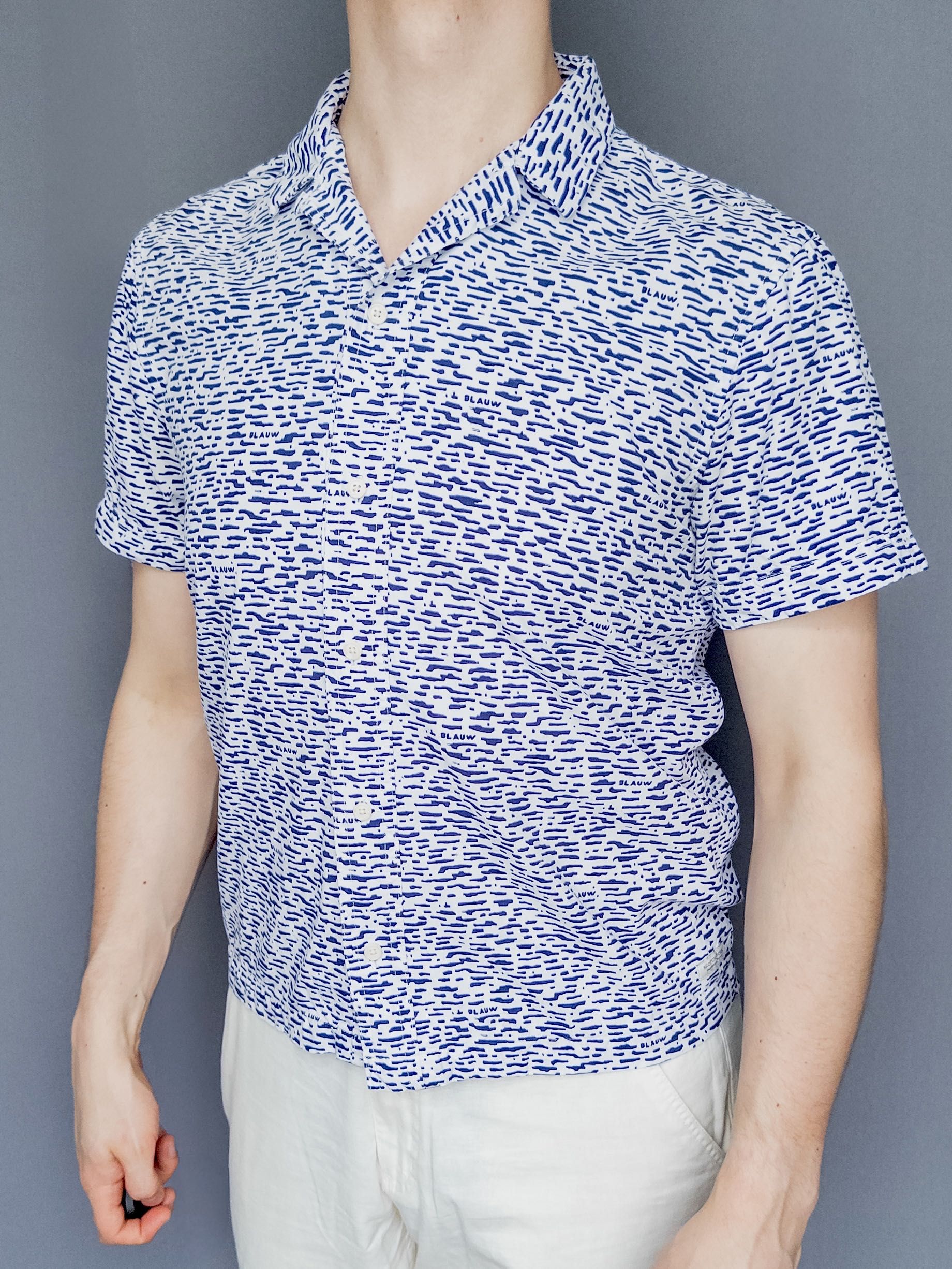 Scotch&Soda, koszula kubańska z wiskozy, wzór (Amsterdam Blauw), roz S