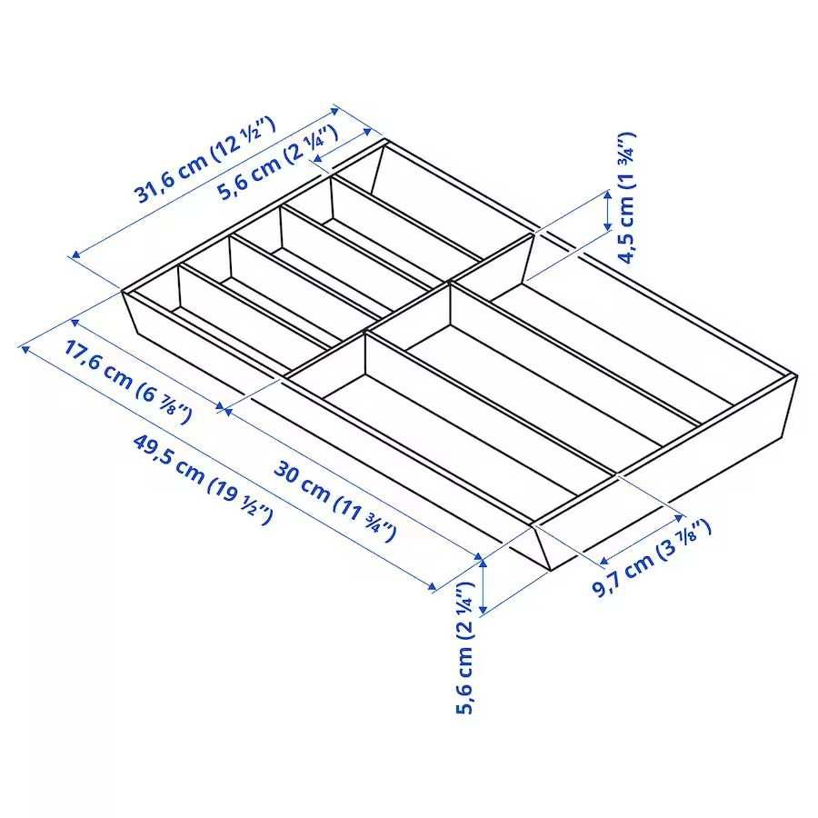 IKEA UPPDATERA Taca na sztućce 32x50 cm jasny bambus