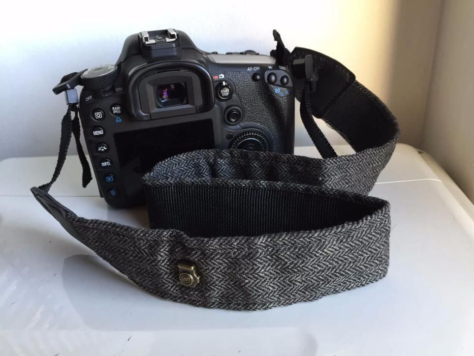 Fita Correia Tecido Preto p/ Máquina Fotográfica DSRL Canon Nikon Sony