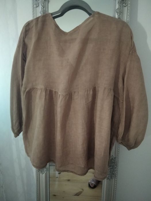 Bluzka 100% len brązowa