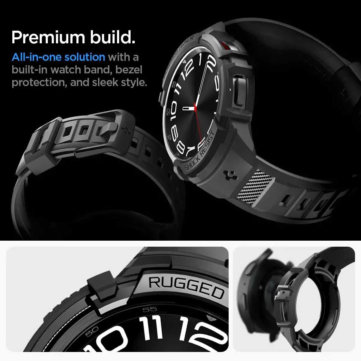 Чехол с ремешком Spigen Rugged Armor Pro Samsung Galaxy Watch 6 Black