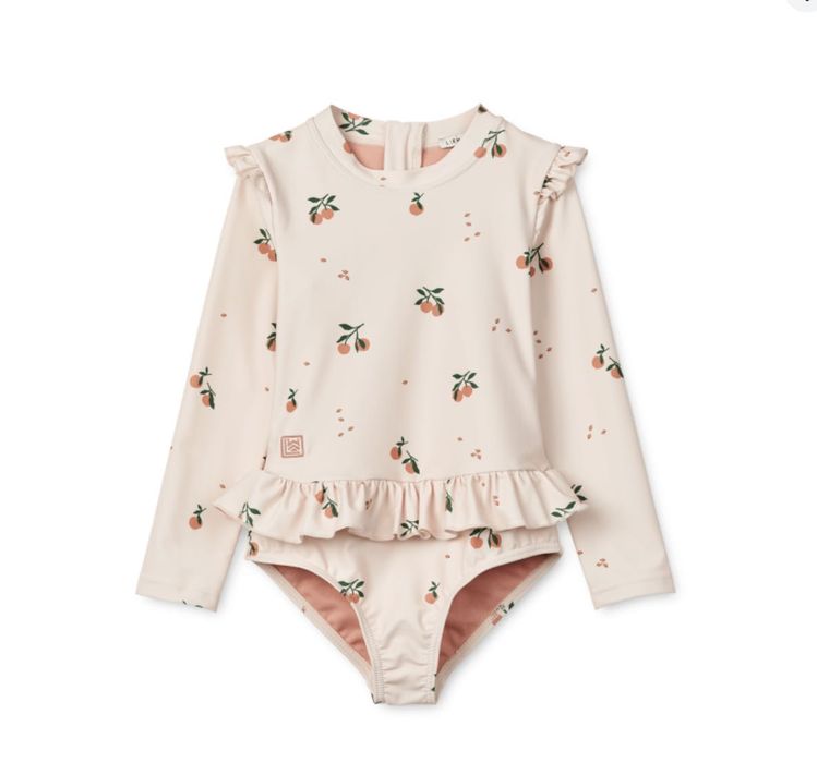 Kostium kąpielowy UV z długim rękawem Sille - Peach, Sea shell