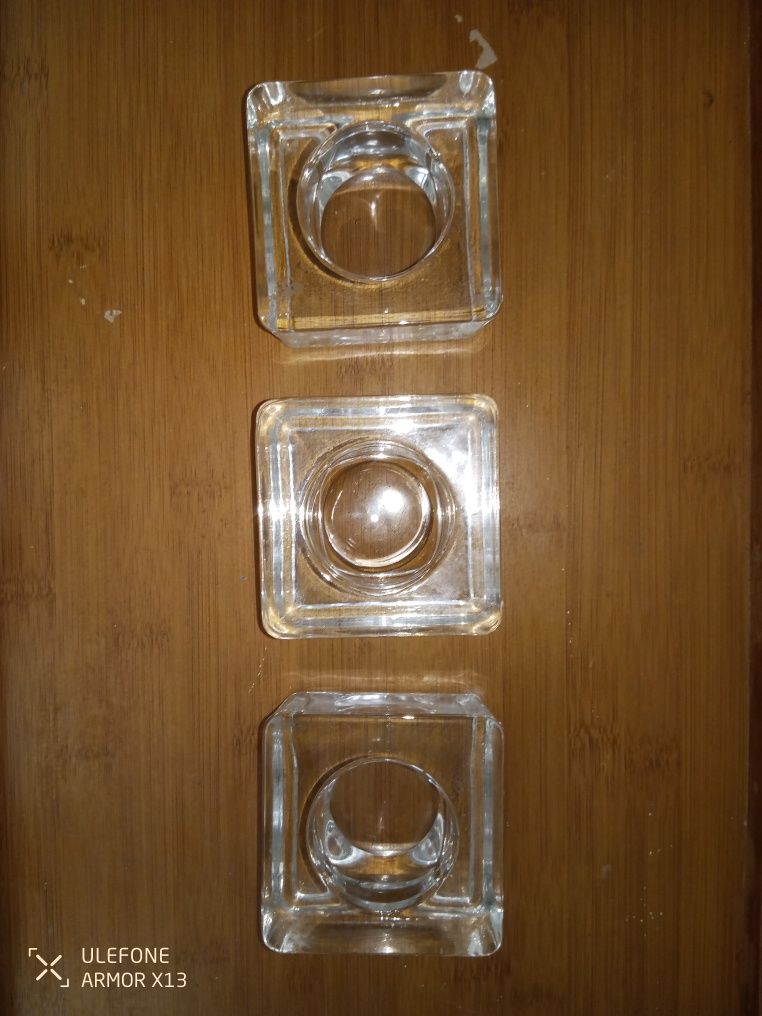 Conjunto 3 porta velas chá em vidro