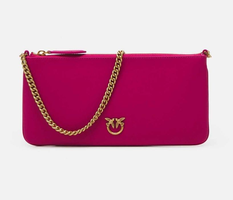 Torebka Pinko różowa skórzana nowa kopertówka