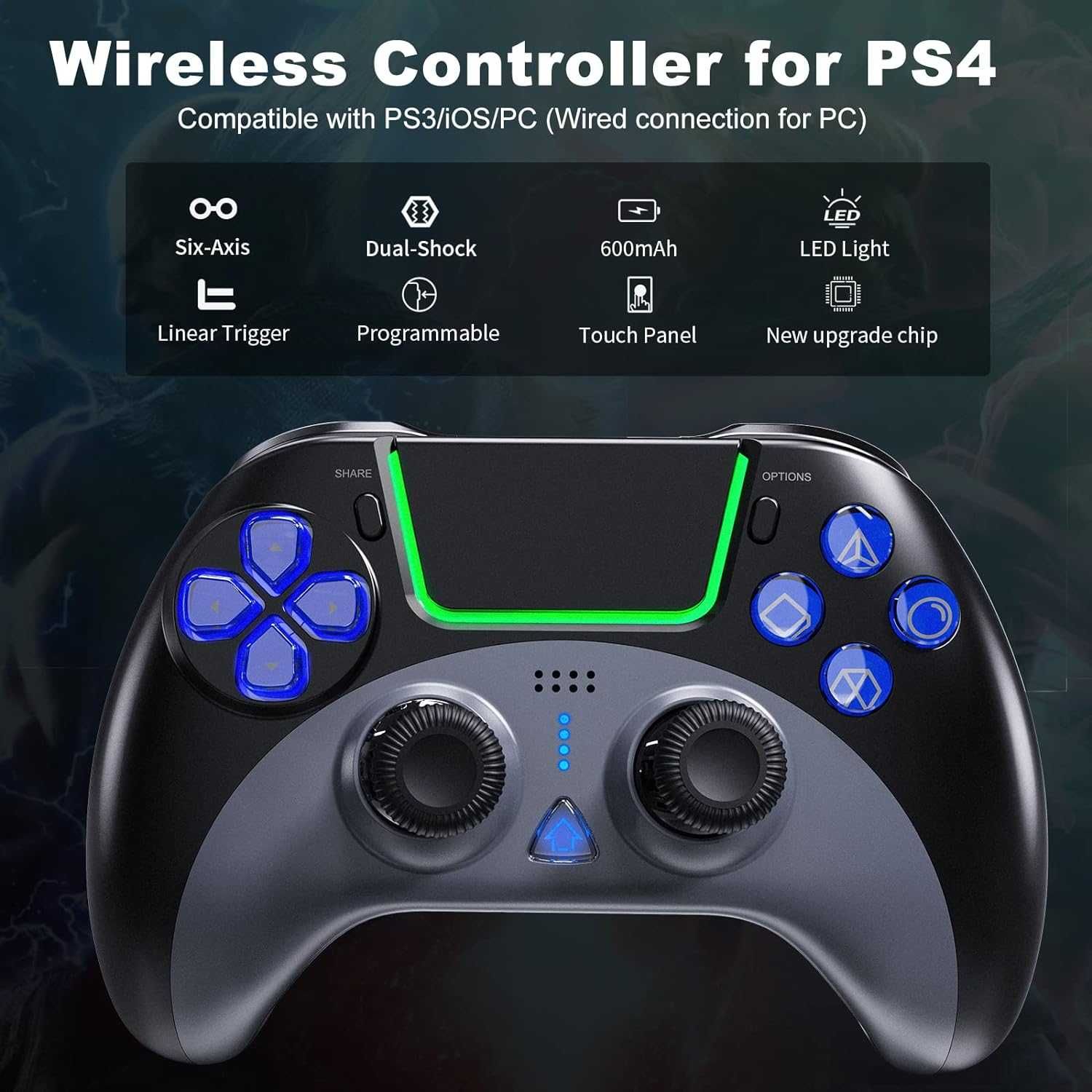 Dabuu Kontroler PS4, Bezprzewodowy gier Joystick  PS4/Slim/Pro/PC