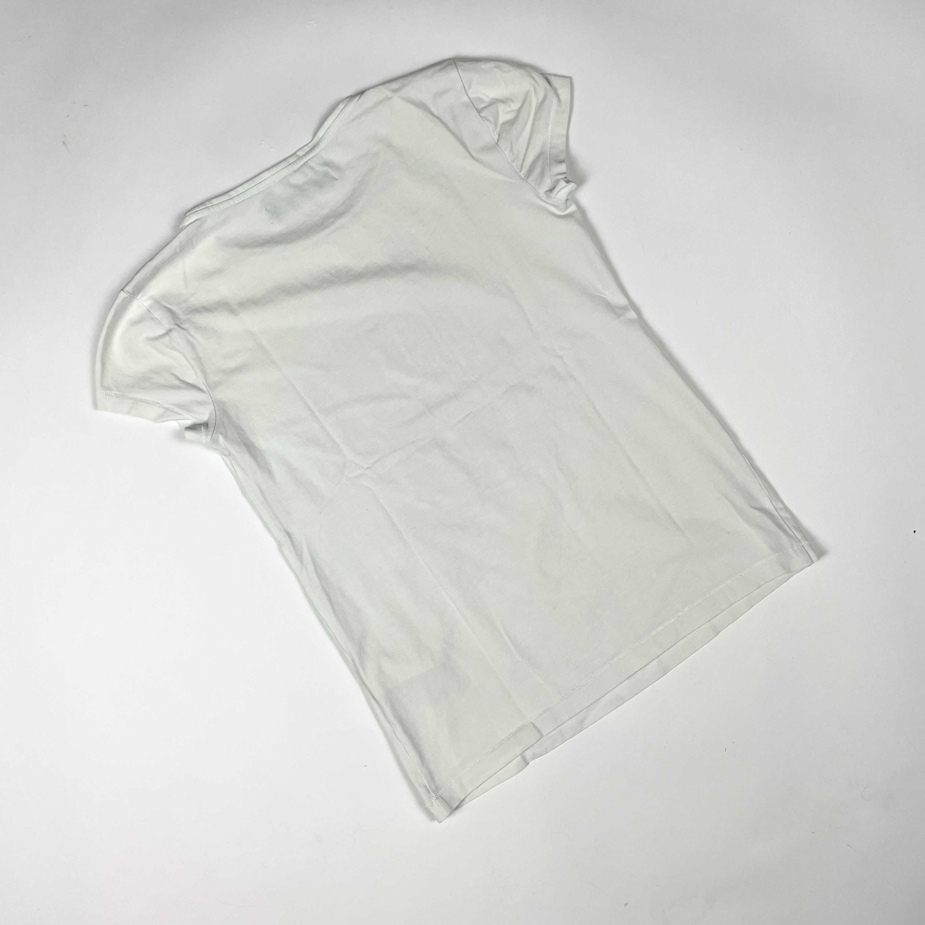 Vintage y2k biała koszulka edgy z dużym nadrukiem z kryształków (S)