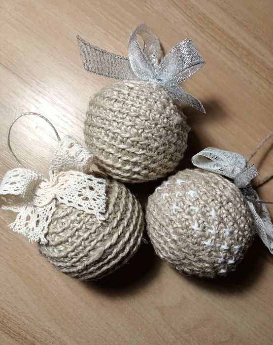 Набір новорічних ялинкових кульок ручної роботи