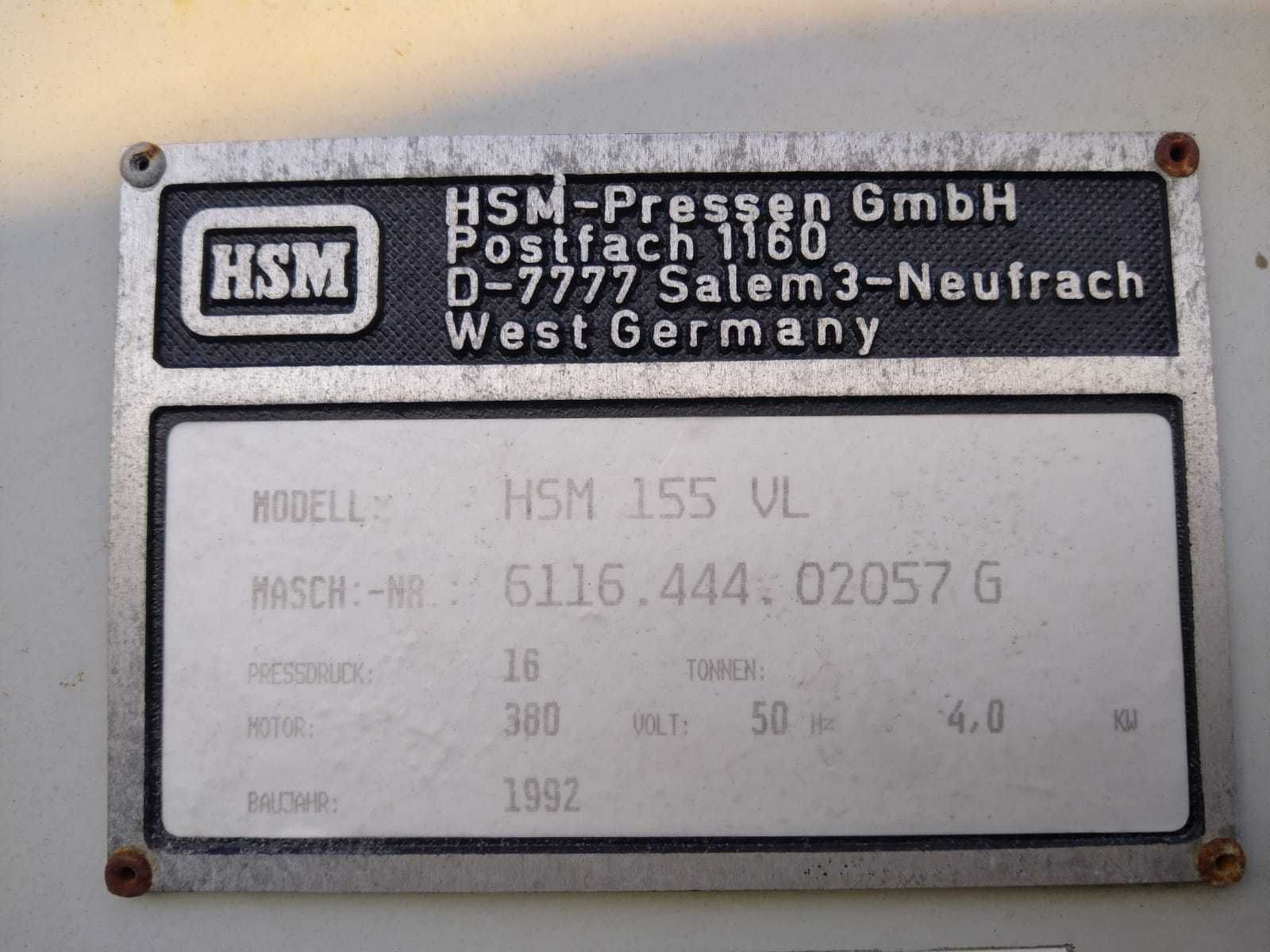 Belownica Hsm 155VL 16T prasa do folii makulatury tektury