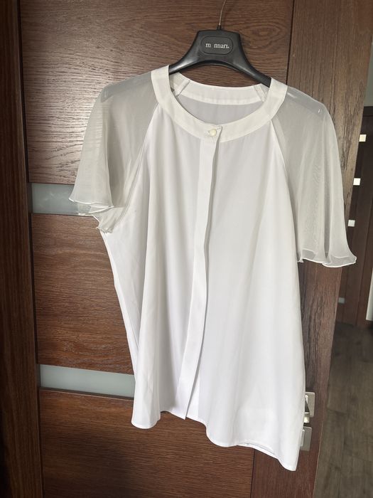 Dwie białe bluzki damskie  zestaw bluzka koszulowa r. 42 XL