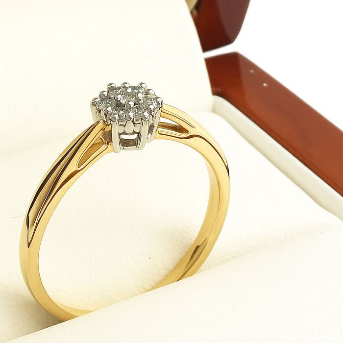 WYPRZEDAŻ APART Pierścionek z Brylantem 0.09CT Złoty 585 Zaręczynowy