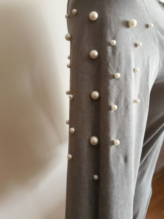 Włoska bluzka bawełna dres popiel perły one size do 42 j.nowa