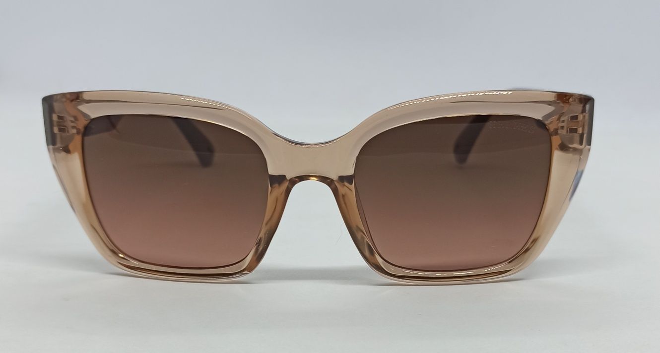 Брендовые женские очки коричневые в бежевой прозрачной оправе 8922
