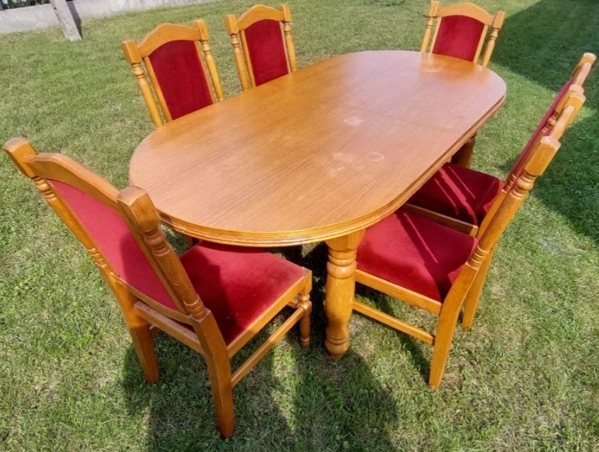 Dębowy stół + 6 krzeseł