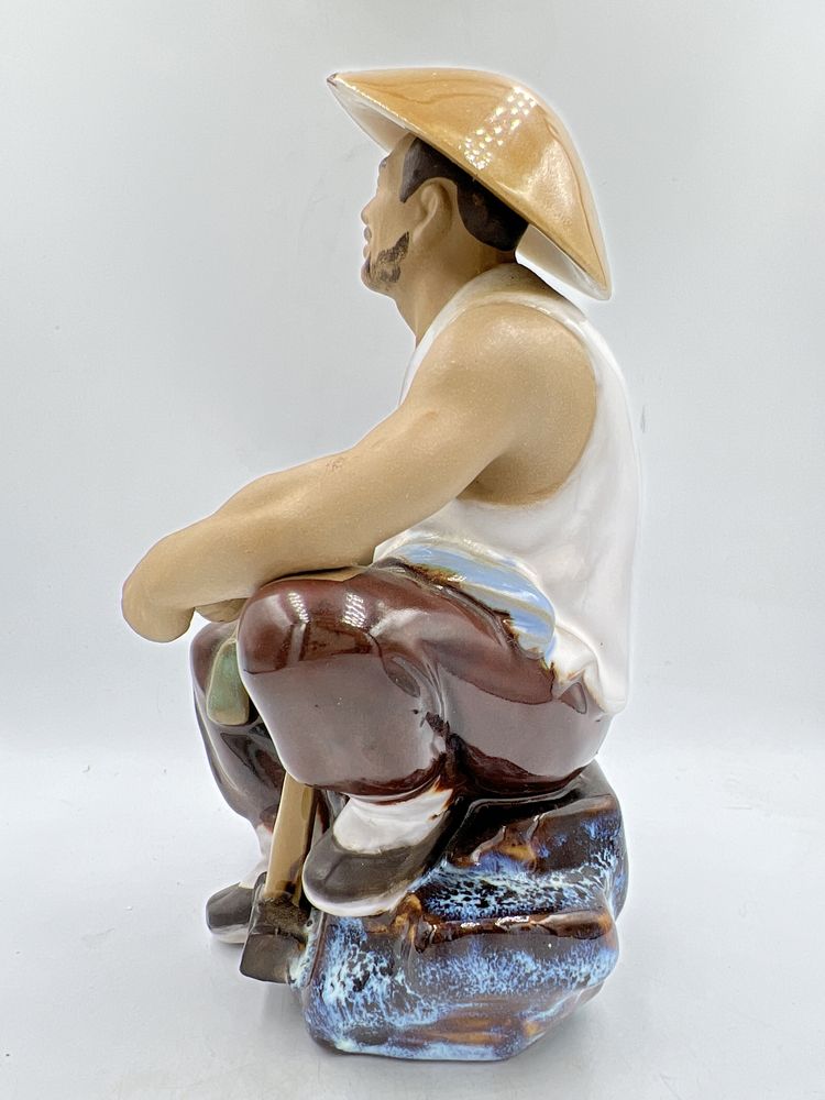 Vintage Chińska figurka Wanjiang Mudman szkliwona