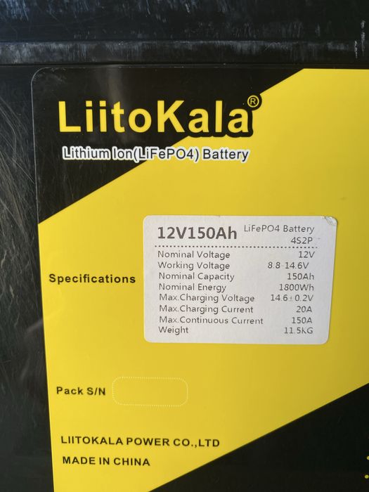 Аккумулятор LiitoKala LiFePO4 12V 150Ah BMS плата