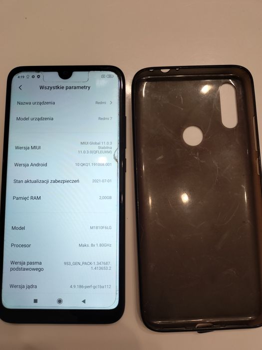 Telefon Redmi 7  Miui Android 11.0.3 Procesor I8x1.80ghz Z 2021 roku