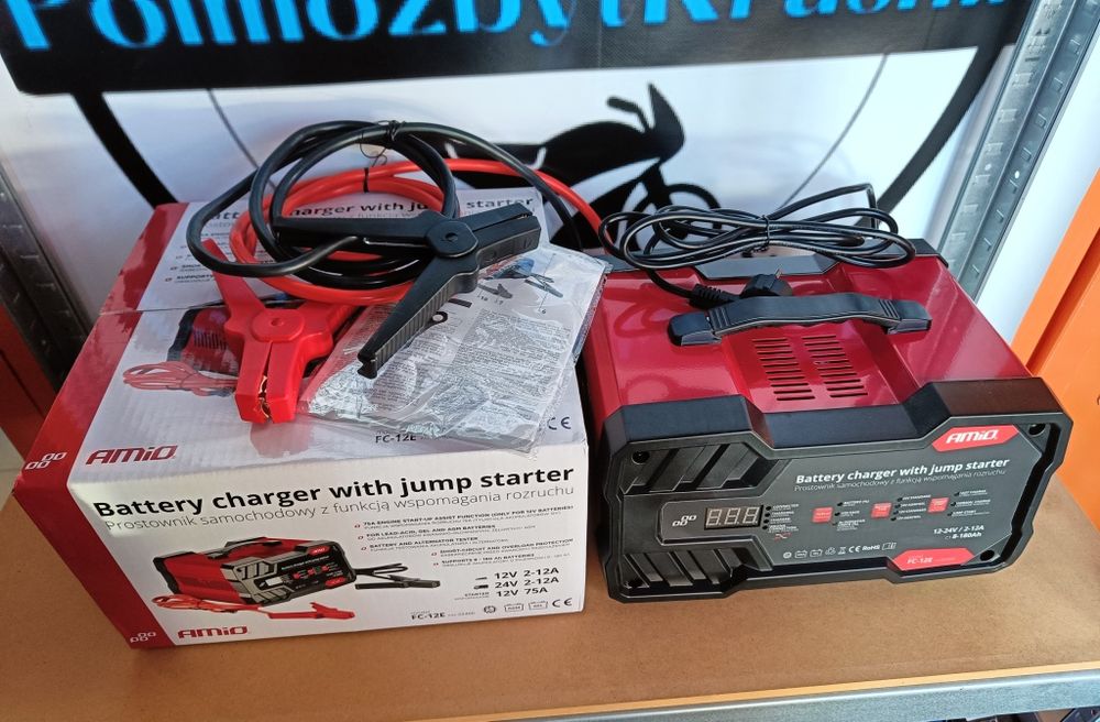 Prostownik Ładowarka z funkcją rozruchu 12V 24V max 12A boost 75A