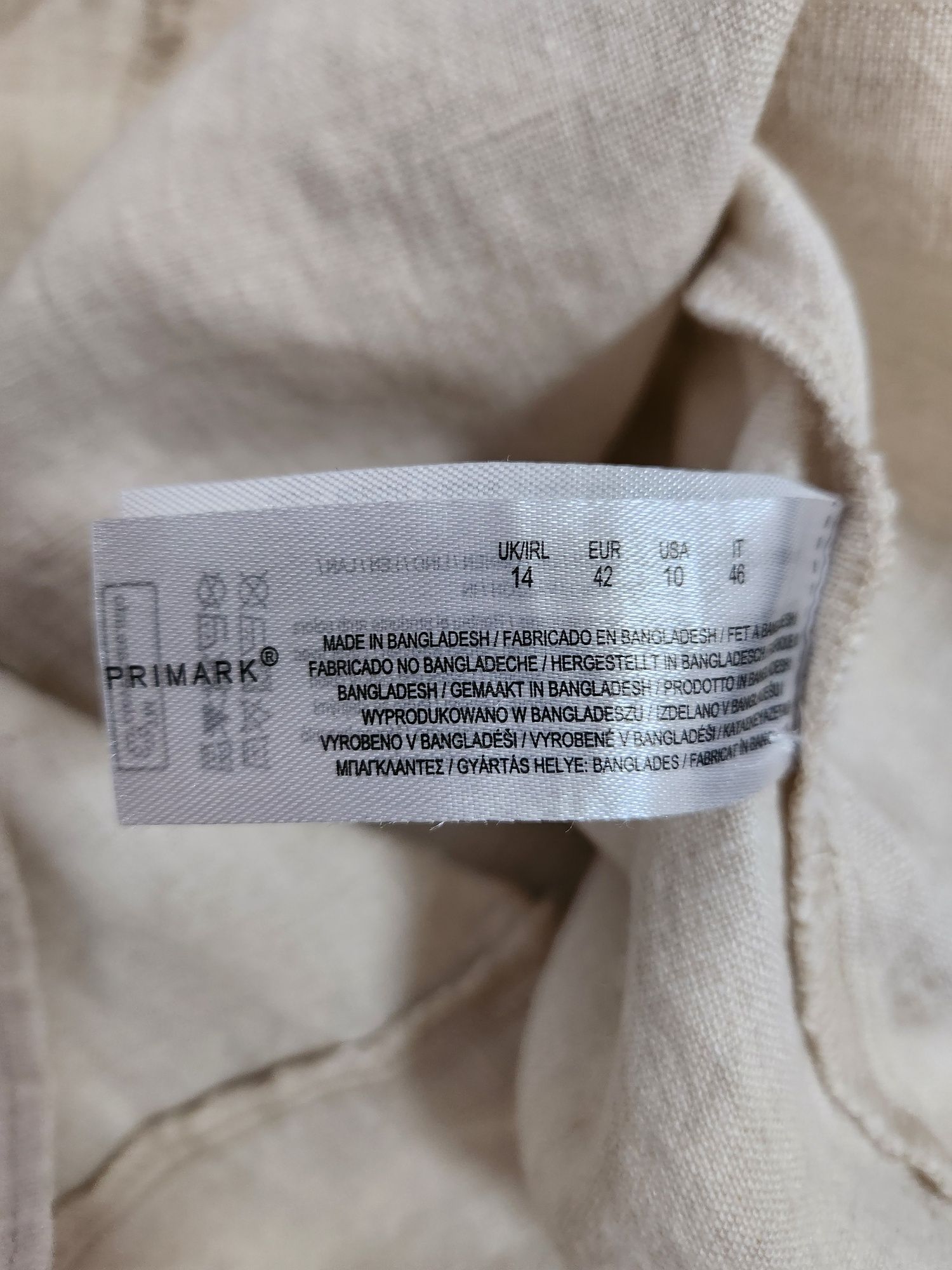 Бежевое платье сарафан миди Primark лён