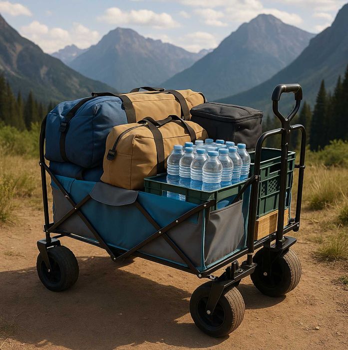 Mocny Wózek Wędkarski Turystyczny Plażowy Kempingowy Składany 150L