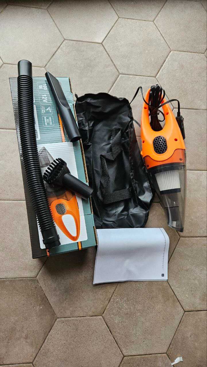 Zestaw 3w1 Odkurzacz samochodowy Mocny filtr HEPA + Pokrowiec GRATIS