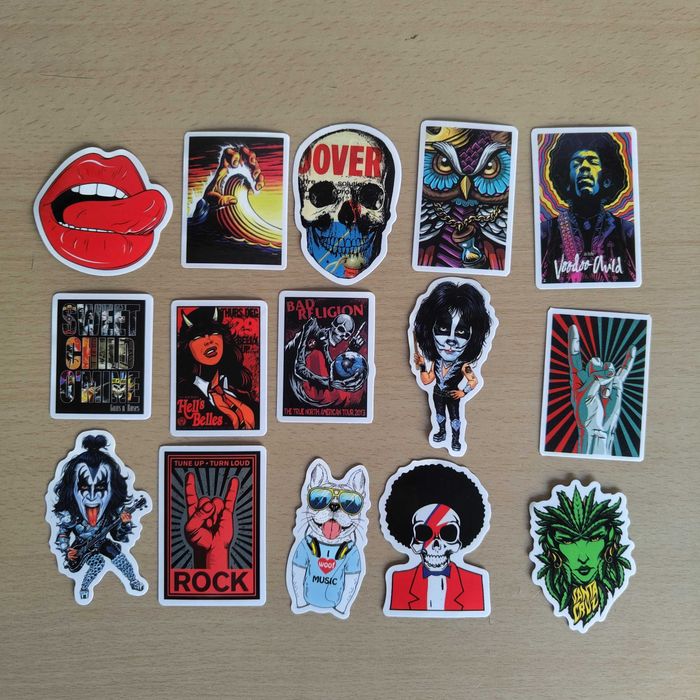 50 Autocolantes Adesivos Rock