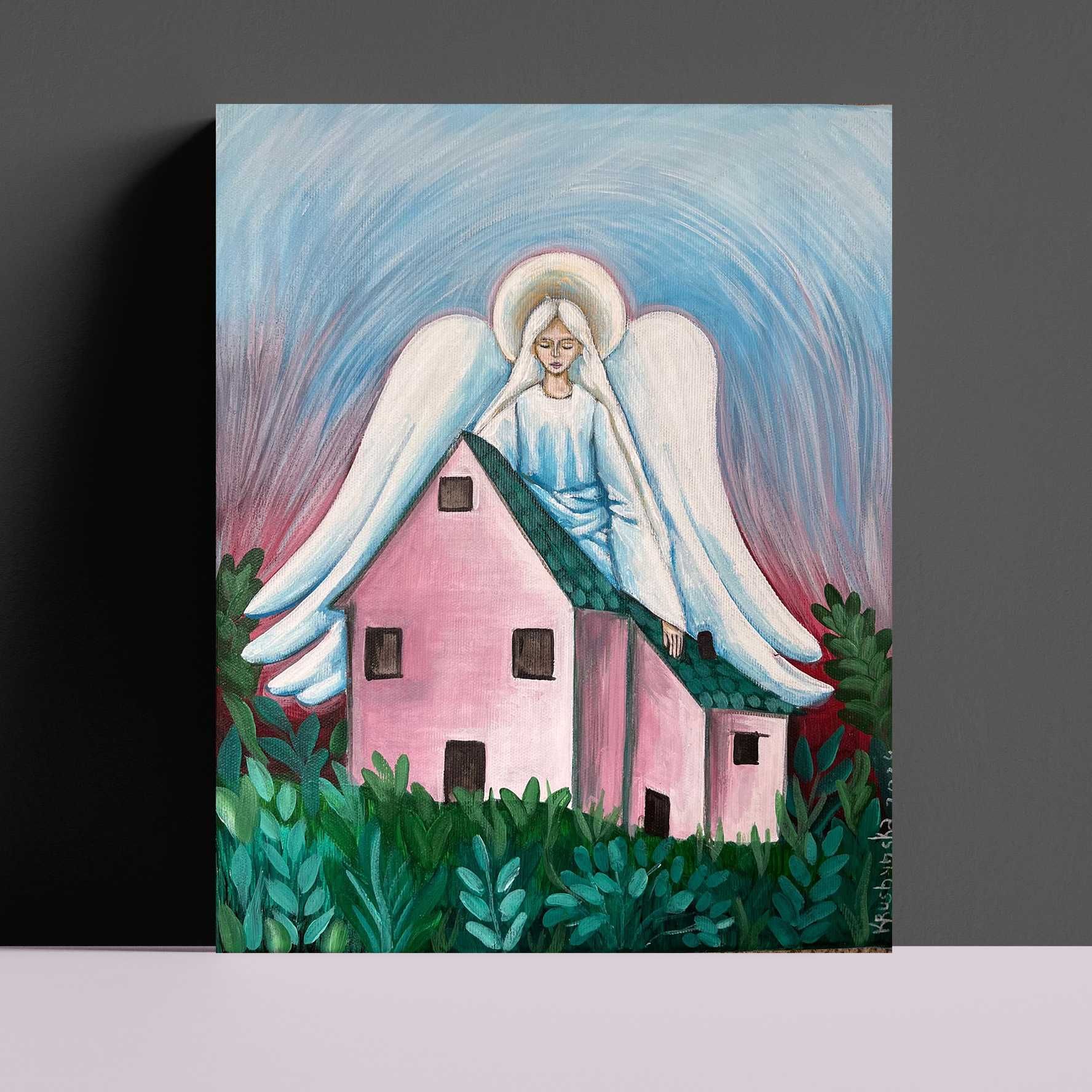 Aniół Stróż obraz ręcznie malowany na płótnie