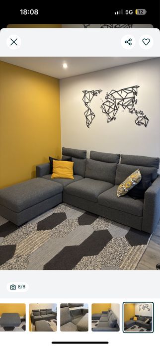 Sofa IKEA 3 lugres + 3 apoios de cabeca + repousa pes (chaise long)